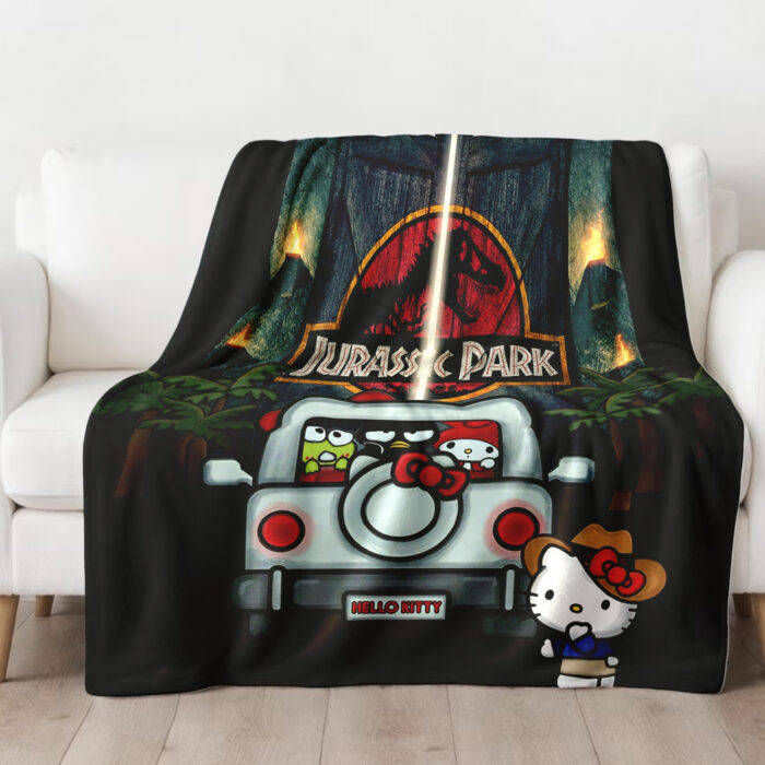 Personalized Hello Kitty Jurassic Park Blanket, Super Hero Hello Kitty Blanket - Image 2