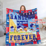 Personalized Bluey Blanket, NHL New York Rangers Bluey Blanket, Bluey Birthday Blanket, Family Blanket for Kid