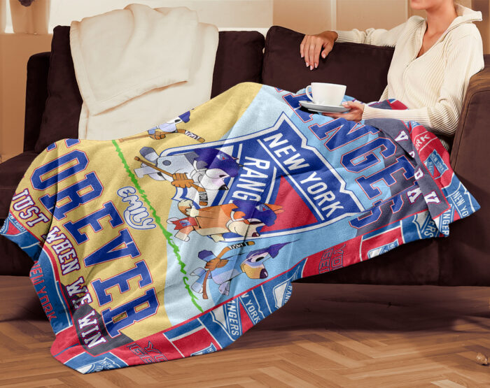 Personalized Bluey Blanket, NHL New York Rangers Bluey Blanket, Bluey Birthday Blanket, Family Blanket for Kid - Image 3