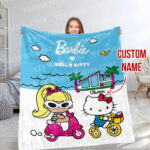 Personalized Hello Kitty Barbie Blanket, Babie Doll Hello Kitty Blanket