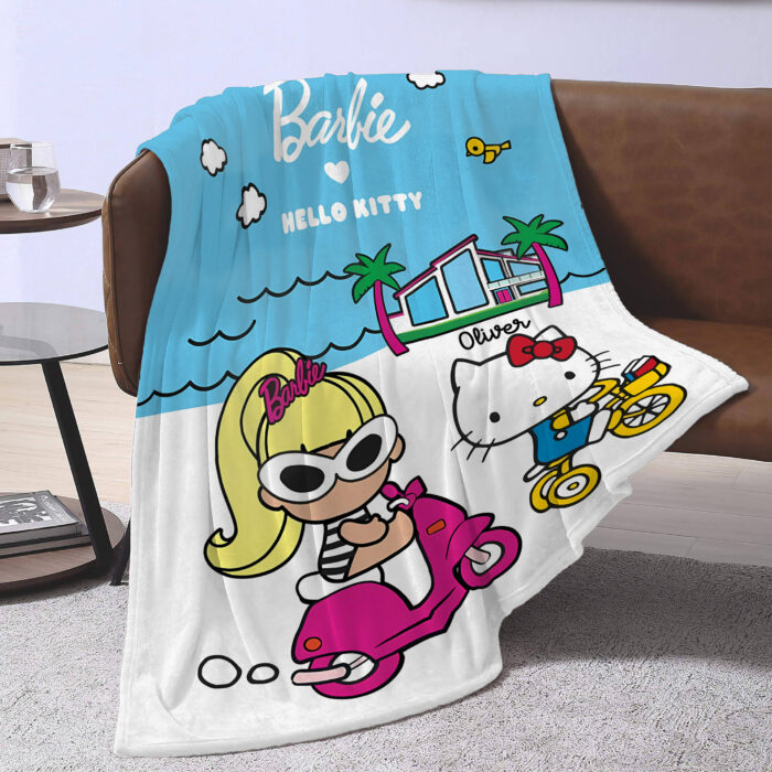 Personalized Hello Kitty Barbie Blanket, Babie Doll Hello Kitty Blanket - Image 3