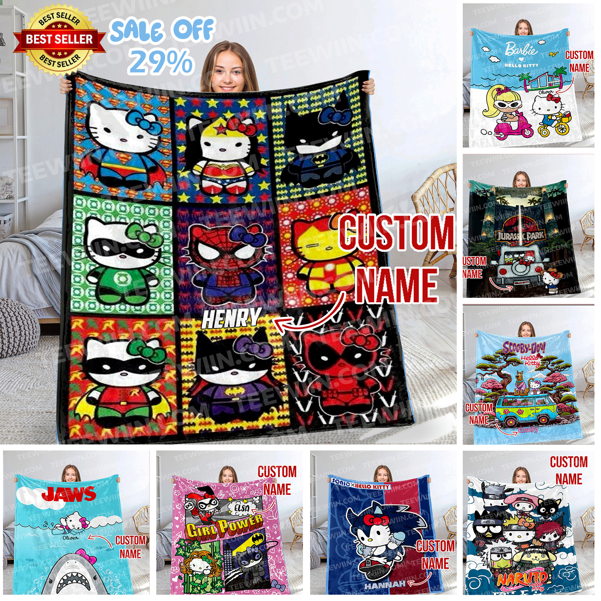 1723275152668.jpg Personalized Name Hello Kitty Soft Blanket, Hello Kitty Cosplay Blanket For - Image 1