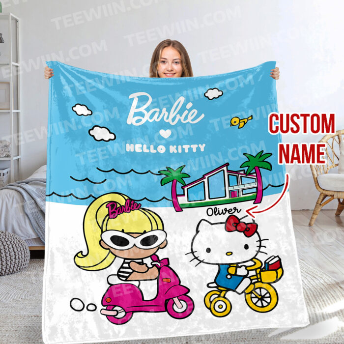 Personalized Name Hello Kitty Soft Blanket, Hello Kitty Cosplay Blanket For - Image 3