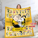 Personalized Snoopy Lovers Blanket, The Peanuts Custom Name Snoopy Blanket, Baby Shower Blanket