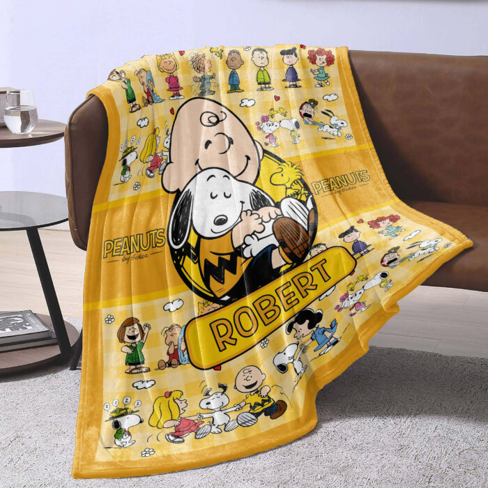 Personalized Snoopy Lovers Blanket, The Peanuts Custom Name Snoopy Blanket, Baby Shower Blanket - Image 3