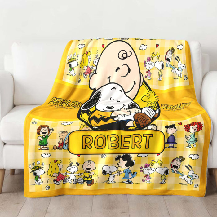 Personalized Snoopy Lovers Blanket, The Peanuts Custom Name Snoopy Blanket, Baby Shower Blanket - Image 2