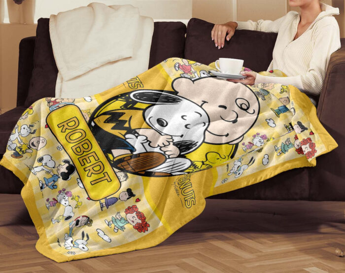 Personalized Snoopy Lovers Blanket, The Peanuts Custom Name Snoopy Blanket, Baby Shower Blanket - Image 4