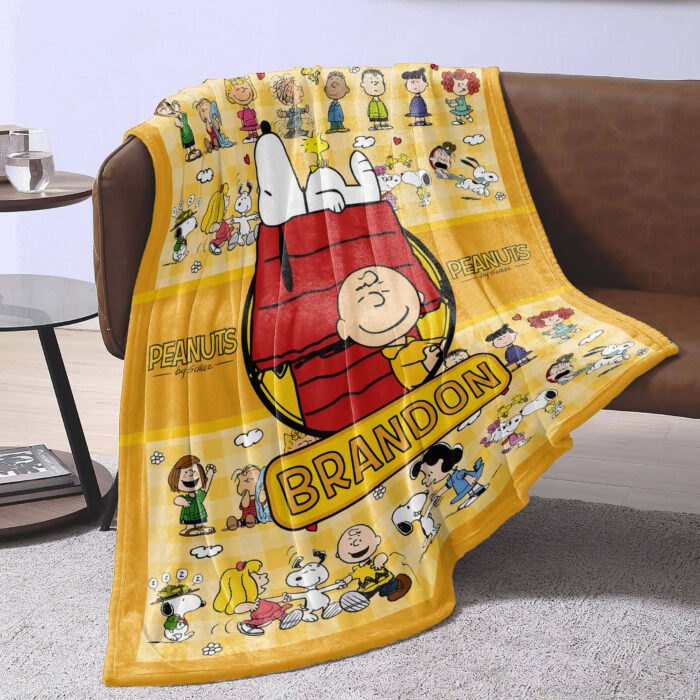 Personalized Snoopy Lovers Blanket, The Peanuts Custom Name Snoopy Blanket, Baby Shower Blanket - Image 3