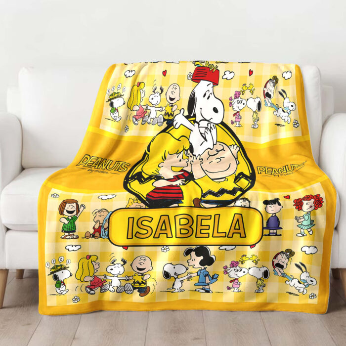 Personalized Snoopy Lovers Blanket, The Peanuts Custom Name Snoopy Blanket, Baby Shower Blanket - Image 3