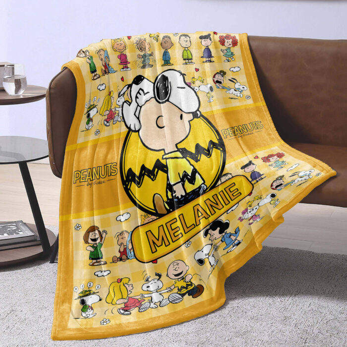 Personalized Snoopy Lovers Blanket, The Peanuts Custom Name Snoopy Blanket, Baby Shower Blanket - Image 3