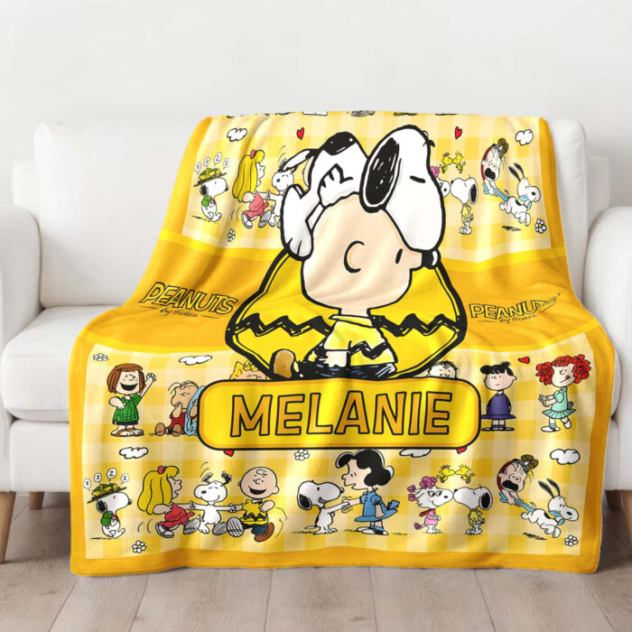 Personalized Snoopy Lovers Blanket, The Peanuts Custom Name Snoopy Blanket, Baby Shower Blanket - Image 2