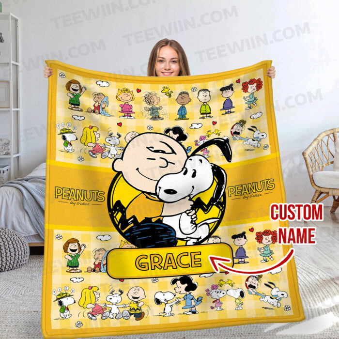 Personalized Snoopy Lovers Blanket, The Peanuts Custom Name Snoopy Blanket, Baby Shower Blanket - Image 2