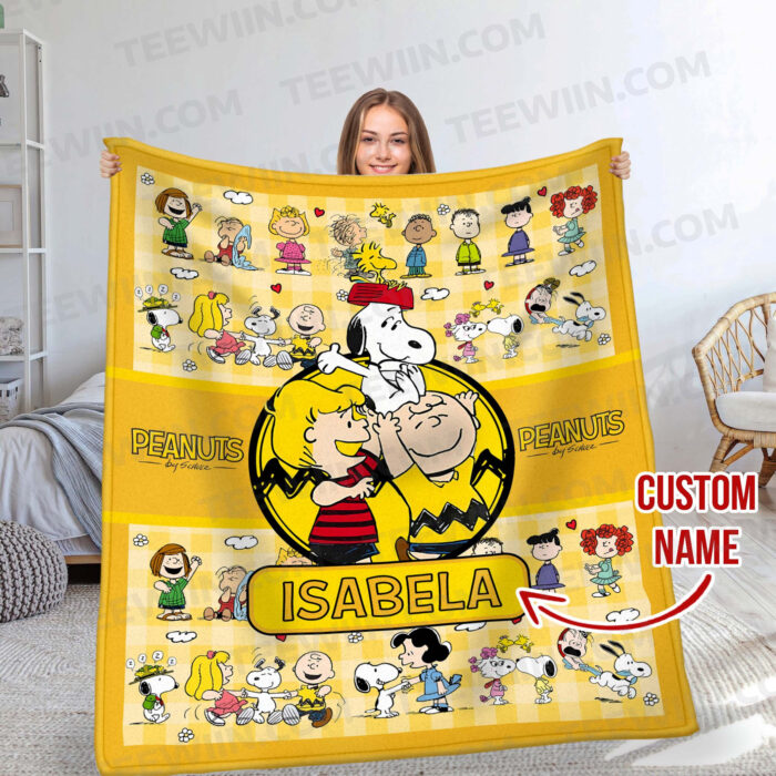 Personalized Snoopy Lovers Blanket, The Peanuts Custom Name Snoopy Blanket, Baby Shower Blanket - Image 3
