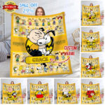 Personalized Snoopy Lovers Blanket, The Peanuts Custom Name Snoopy Blanket, Baby Shower Blanket