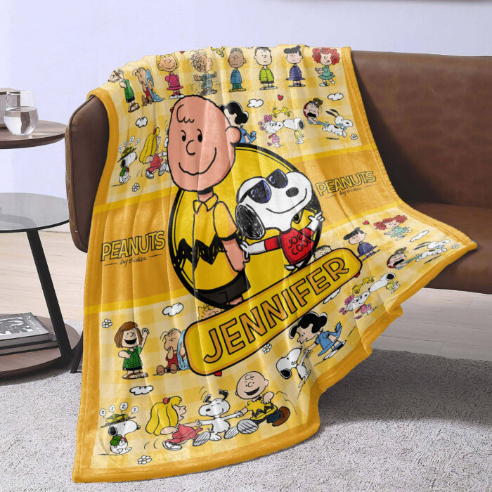 Personalized Snoopy Lovers Blanket, The Peanuts Custom Name Snoopy Blanket, Baby Shower Blanket - Image 3