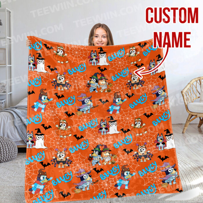 Personalized Bluey Halloween Blanket, Bluey and Friends Blanket, Bluey Birthday Blanket, Bluey Family Blanket for Kid - Image 2