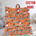 Personalized Bluey Halloween Blanket, Bluey and Friends Blanket, Bluey Birthday Blanket, Bluey Family Blanket for Kid - Image 10