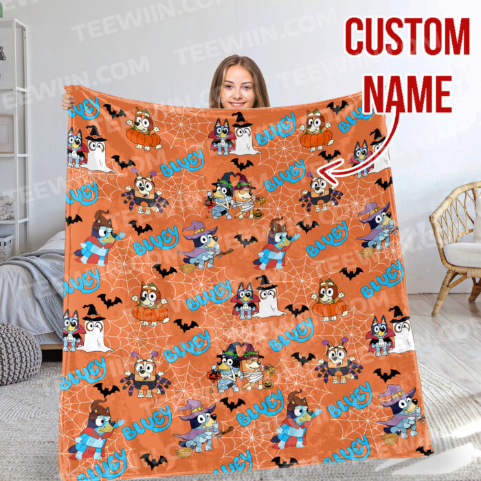 Personalized Bluey Halloween Blanket, Bluey and Friends Blanket, Bluey Birthday Blanket, Bluey Family Blanket for Kid - Image 10