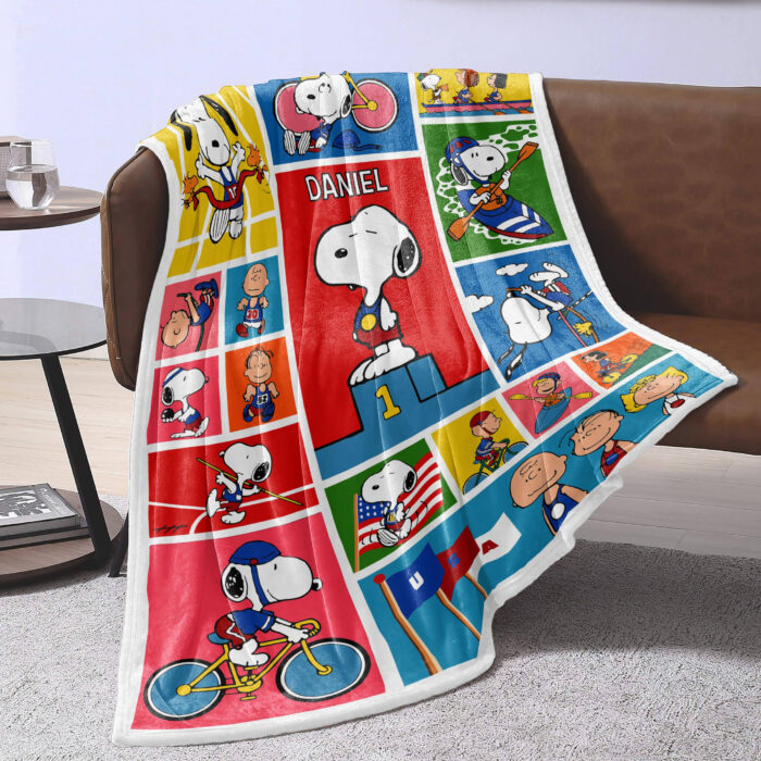 Personalized Snoopy Olympic Blanket, Faster, Higher, Stronger, Together Snoopy Olumpic Blanket, Baby Shower Blanket - Image 4