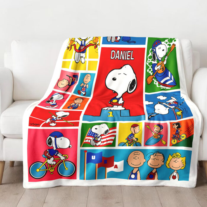 Personalized Snoopy Olympic Blanket, Faster, Higher, Stronger, Together Snoopy Olumpic Blanket, Baby Shower Blanket - Image 2