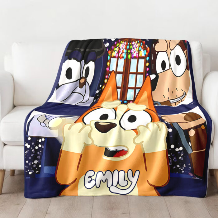Personalized Bluey Blanket, Home Alone Bluey Blanket, Bluey Birthday Blanket, Family Blanket for Kid - Image 2