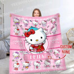 Personalized Name Hello Kitty Soft Blanket, Hello Kitty Lovers Blanket For Kid - Image 5