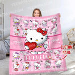 Personalized Name Hello Kitty Soft Blanket, Hello Kitty Lovers Blanket For Kid - Image 7