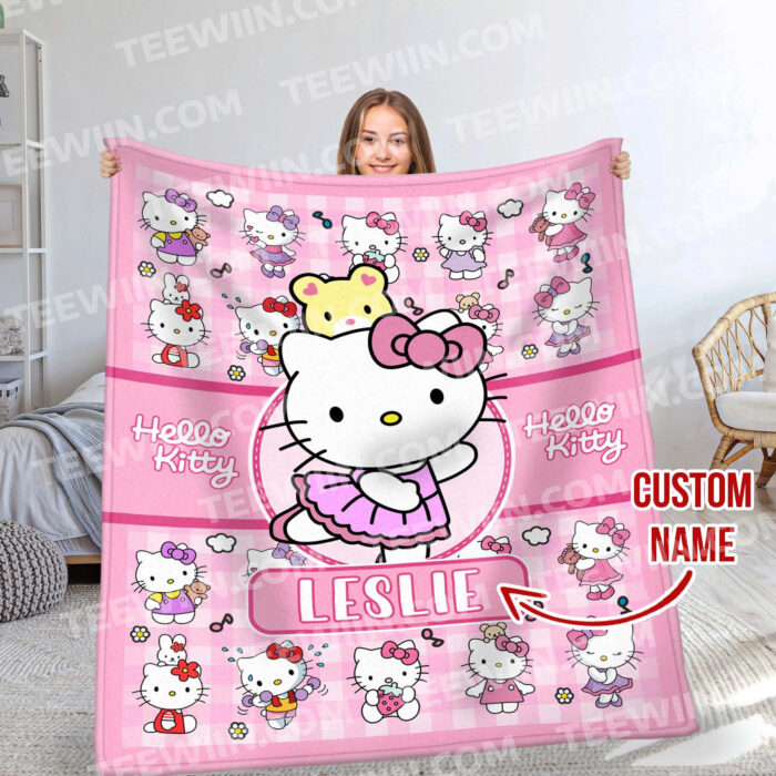 Personalized Name Hello Kitty Soft Blanket, Hello Kitty Lovers Blanket For Kid - Image 8