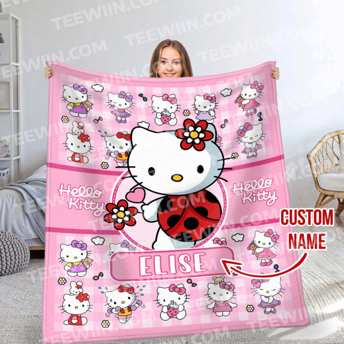 Personalized Name Hello Kitty Soft Blanket, Hello Kitty Lovers Blanket For Kid - Image 9