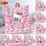 Personalized Name Hello Kitty Soft Blanket, Hello Kitty Lovers Blanket For Kid
