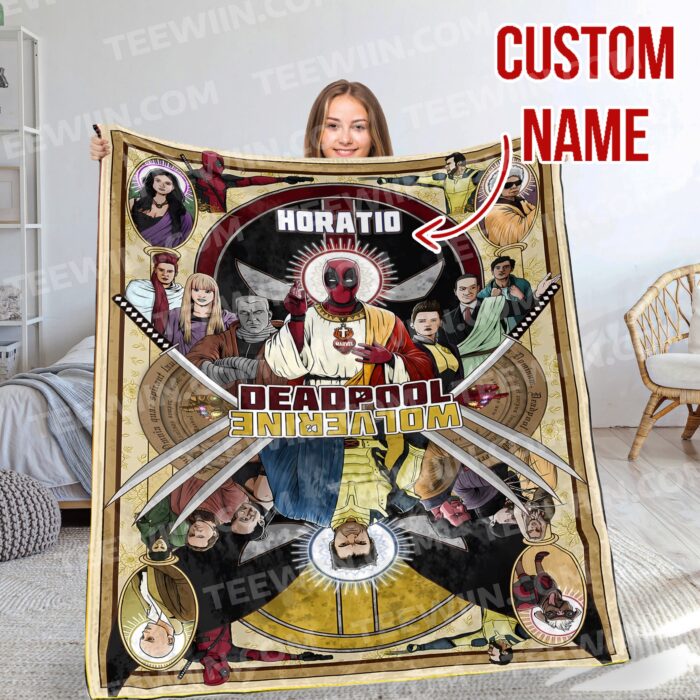 Personalized Name Deadpool and Wolverine Soft Blanket, Mavel Superhero Blanket For Kid - Image 2