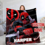 Personalized Name Deadpool and Wolverine Soft Blanket, Mavel Superhero Blanket For Kid - Image 3