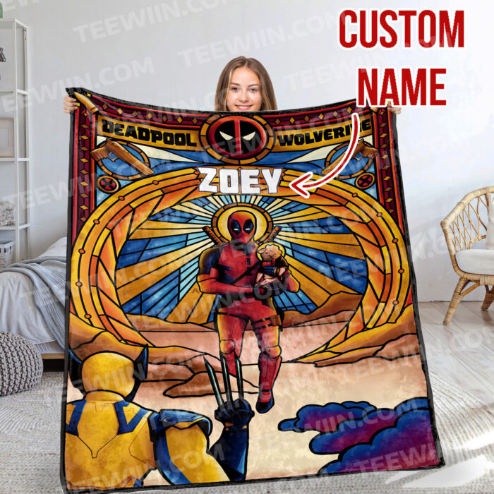 Personalized Name Deadpool and Wolverine Soft Blanket, Mavel Superhero Blanket For Kid - Image 4
