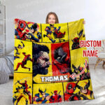 Personalized Name Deadpool and Wolverine Soft Blanket, Mavel Superhero Blanket For Kid - Image 5