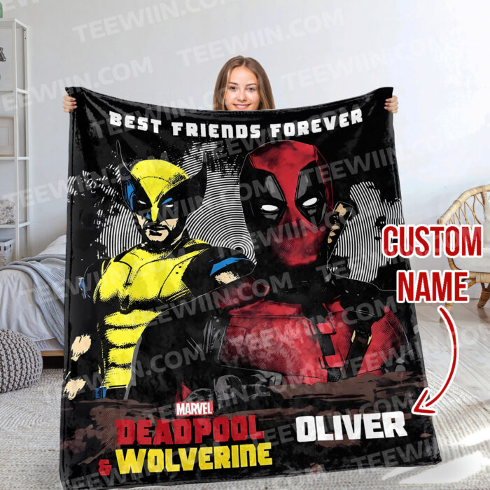 Personalized Name Deadpool and Wolverine Soft Blanket, Mavel Superhero Blanket For Kid - Image 8