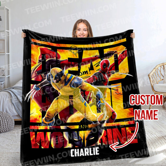 Personalized Name Deadpool and Wolverine Soft Blanket, Mavel Superhero Blanket For Kid - Image 7