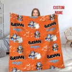 Personalized Bluey Blanket, Bluey Fabric Dog, Bluey and Bingo Fabric Blanket, Bluey Birthday Blanket, Bluey Family Blanket for Kid - Image 2