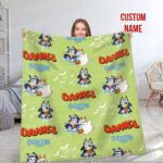 Personalized Bluey Blanket, Bluey Fabric Dog, Bluey and Bingo Fabric Blanket, Bluey Birthday Blanket, Bluey Family Blanket for Kid - Image 4