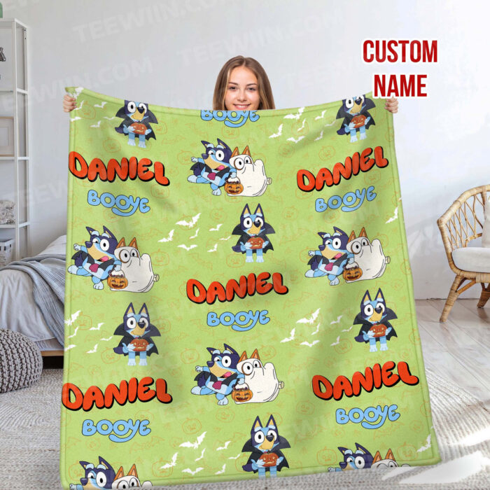 Personalized Bluey Blanket, Bluey Fabric Dog, Bluey and Bingo Fabric Blanket, Bluey Birthday Blanket, Bluey Family Blanket for Kid - Image 4