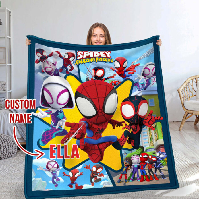 Personalized Name Disney Spider Man Blanket, Spider-Man Blanket, Spider-Man and His Amazing Friends Blanket - Image 2
