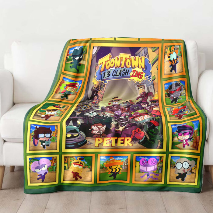 Personalized Name Toontown Corporate Clash Blanket, Custom Name Gamer Blanket - Image 2