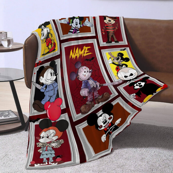 Personalized Name Disney Mickey Halloween Blanket, Custom Name Mickey Blanket - Image 3