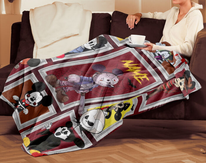Personalized Name Disney Mickey Halloween Blanket, Custom Name Mickey Blanket - Image 4