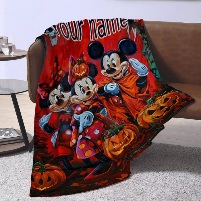 Personalized Name Disney Mickey Halloween Blanket, Custom Name Mickey Blanket - Image 3