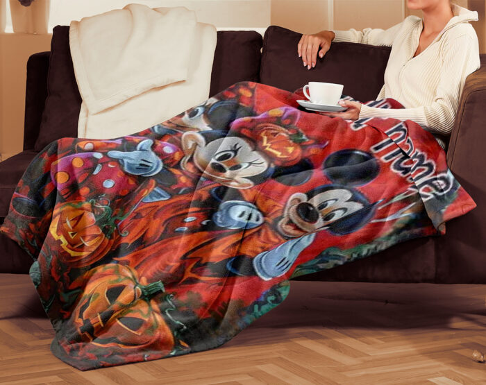 Personalized Name Disney Mickey Halloween Blanket, Custom Name Mickey Blanket - Image 4