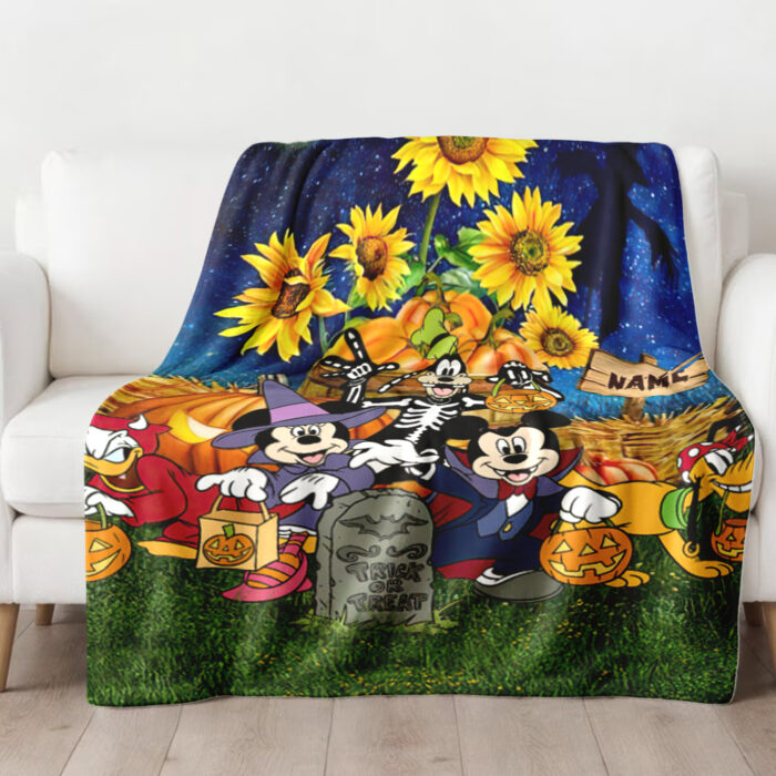 Personalized Name Disney Mickey Halloween Blanket, Custom Name Mickey Blanket - Image 2