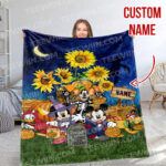 Personalized Name Disney Mickey Halloween Blanket, Custom Name Mickey Blanket