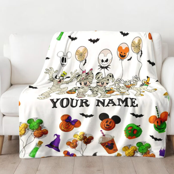 Personalized Name Disney Mickey Halloween Blanket, Custom Name Mickey Blanket - Image 2