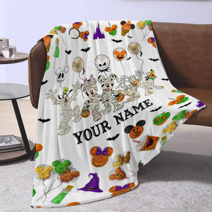 Personalized Name Disney Mickey Halloween Blanket, Custom Name Mickey Blanket - Image 3