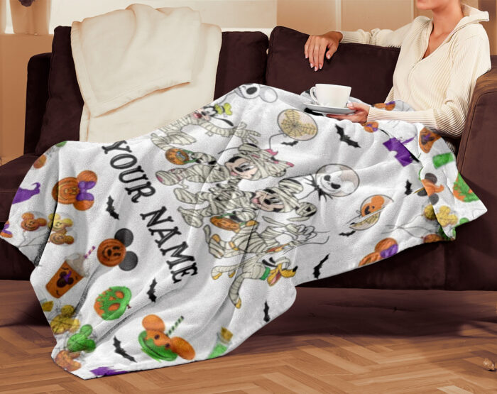 Personalized Name Disney Mickey Halloween Blanket, Custom Name Mickey Blanket - Image 4
